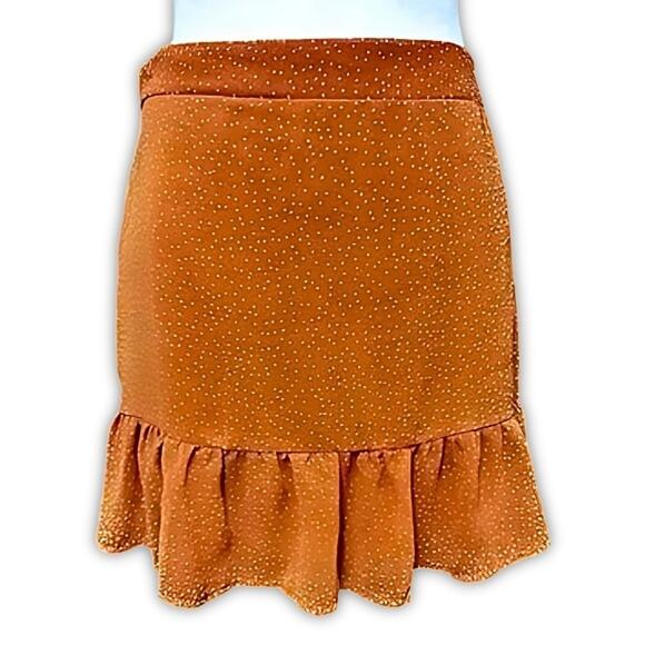 Cotton On Bottom Mini Skirt Polka Dot Pull-On Lined Flirty Ruffle Orange W US L - Picture 1 of 8